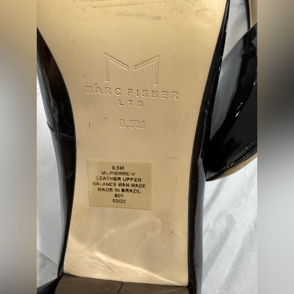 Marc Fisher LTD Black Patent Leather Pumps Women’s 8.5M | Square Toe Block Heel - Picture 6 of 7